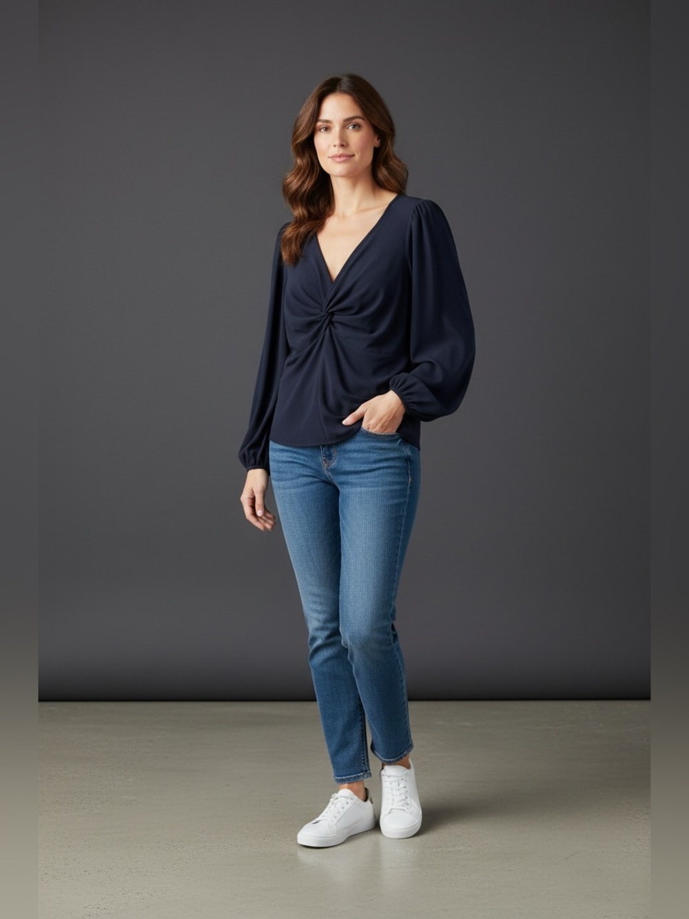 Women's Shein Blue Long Sleeve Blouse Size 1XL